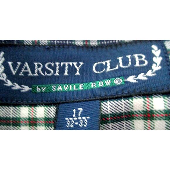 Varsity Club Men's Blue Plaid Print Long Sleeve Button Front Shirt Size 17 - Picture 7 of 8